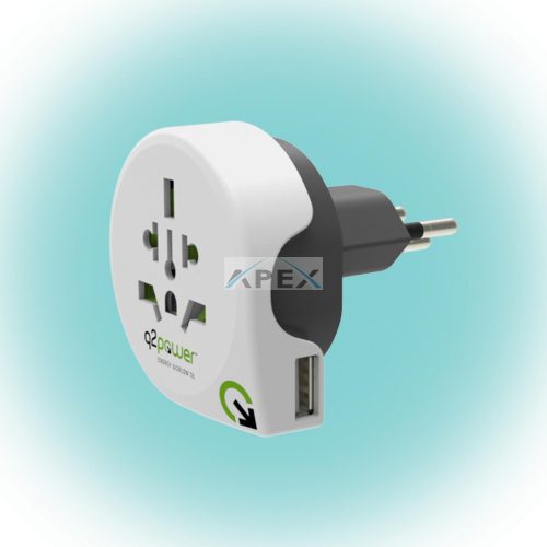 Q2 power 1.100210 - Q2POWER 1.100210 utazóadapter, World to Switzerland USB, indulási ország: AUS/CHINA, IT, UK, CH, BRAZIL, USA, EURO, célország: CH, USB port