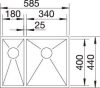 BLANCO ZEROX 340/180-U mosogatótálca, balos főmedencével, selyemfényű rozsdamentes acél, excenter nélkül (521613)