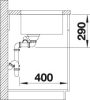 BLANCO ANDANO 340/180-U mosogatótálca, selyemfényű rozsdamentes acél, jobbos medencével, tartozék nélkül, excenter nélkül (522977)