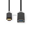 USB-C™ Adapter | USB 3.2 Gen 1 | USB-C™ Dugasz | USB-A Aljzat | 5 Gbps | 0.15 m | Kerek | Nikkelezett | PVC | Antracit | Doboz