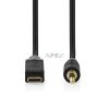 USB-C™ Adapter | USB 2.0 | USB-C™ Dugasz | 3.5 mm Dugasz | 1.00 m | Kerek | Aranyozott | PVC | Fekete | Doboz