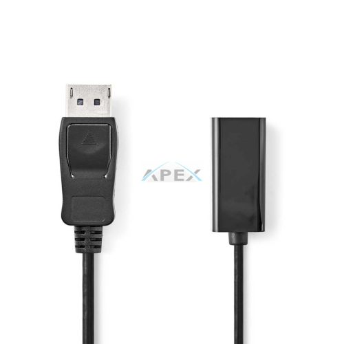 DisplayPort kábel | DisplayPort Dugasz | HDMI™ Kimenet | 4K@30Hz | Nikkelezett | 0.20 m | Kerek | PVC | Fekete | Doboz