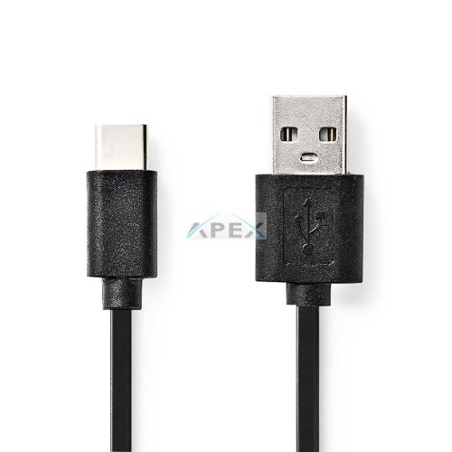 USB kábel | USB 2.0 | USB-C™ Dugasz | USB-A Dugasz | 15 W | 480 Mbps | Nikkelezett | 3.00 m | Kerek | PVC | Fekete | Doboz