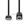 USB kábel | USB 2.0 | USB-C™ Dugasz | USB-B Dugasz | 480 Mbps | Nikkelezett | 2.00 m | Kerek | PVC | Fekete | Doboz