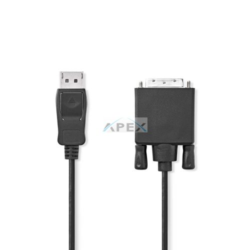 DisplayPort kábel | DisplayPort Dugasz | DVI-D 24+1-Érintkezős Dugasz | 1080p | Nikkelezett | 2.00 m | Kerek | PVC | Fekete | Boríték