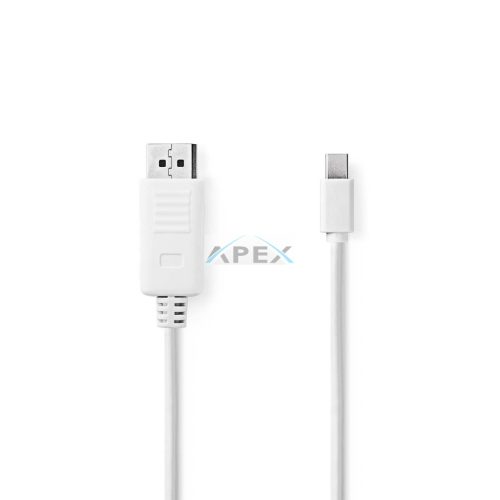 Mini DisplayPort kábel | DisplayPort 1.2 | Mini DisplayPort Dugasz | DisplayPort Dugasz | 21.6 Gbps | Nikkelezett | 2.00 m | Kerek | PVC | Fehér | Boríték