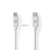 Lightning Kábel | USB 2.0 | Apple Lightning, 8 Pólusú | USB-C™ Dugasz | 480 Mbps | Nikkelezett | 2.00 m | Kerek | PVC | Fehér | Boríték