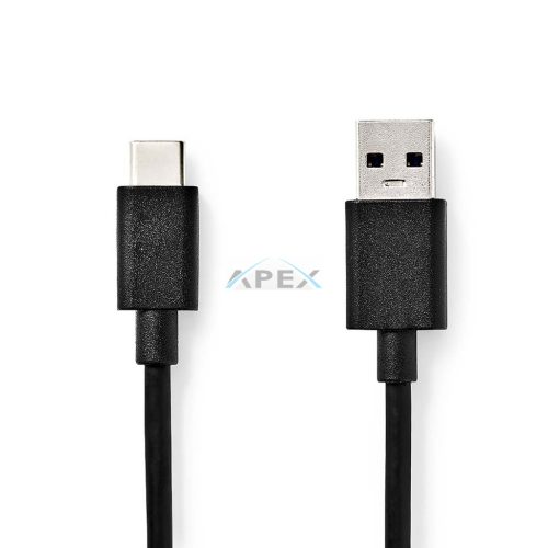 USB kábel | USB 3.2 Gen 1 | USB-A Dugasz | USB-C™ Dugasz | 15 W | 5 Gbps | Nikkelezett | 1.00 m | Kerek | PVC | Fekete | Boríték