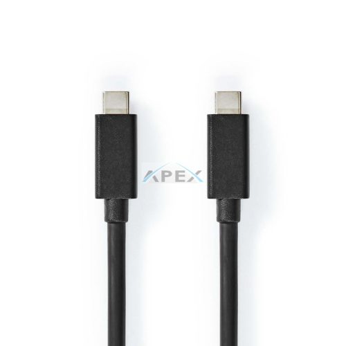 USB kábel | USB 3.2 Gen 2 | USB-C™ Dugasz | USB-C™ Dugasz | 100 W | 4K@60Hz | 20 Gbps | Nikkelezett | 1.00 m | Kerek | PVC | Fekete | Boríték