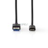 USB kábel | USB 3.2 Gen 2 | USB-A Dugasz | USB-C™ Dugasz | 60 W | 10 Gbps | Nikkelezett | 1.00 m | Kerek | PVC | Fekete | Doboz