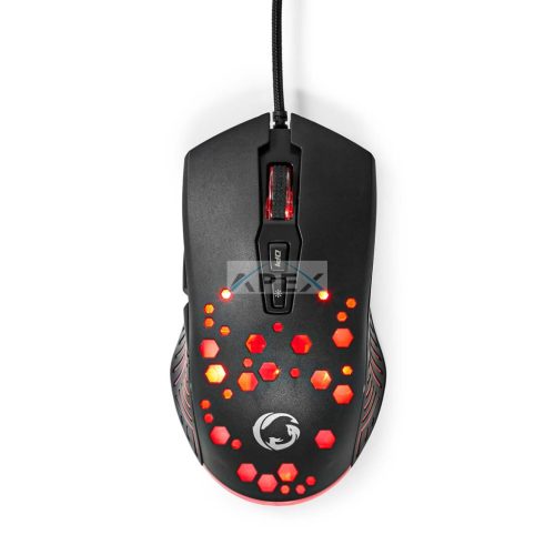 Gaming Mouse | Vezetékes | 800 / 1200 / 2400 / 3200 / 4800 / 7200 dpi | Állítható DPI | Gombok száma: 7 | Programozható gombok | Jobbkezes | 1.50 m | RGB