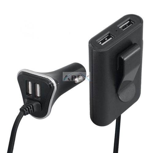 SAL SAU 96 - SAL SAU 96 nagy teljesítményű autós USB gyorstöltő, 48 W, 4 USB port, 4 x 2,4 A