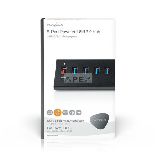 USB hub | USB Micro-B Aljzat | USB-A Aljzat | 8-Port port(s) | QC3.0 / USB 3.2 Gen 1 | Hálózati Áramellátás / USB-áramellátású | 5 Gbps | 8x USB