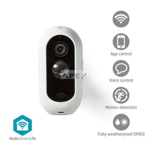 SmartLife kültéri kamera | Wi-Fi | Full HD 1080p | IP65 | Max. akku élettartam: 6 Hónap | Felhőalapú Tárolás (opcionális) / microSD (nem tartozék) | 5 V DC | Mozgásérzékelővel | Éjjellátó | Fehér