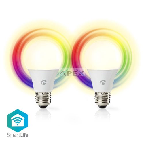 SmartLife Színes izzó | Wi-Fi | E27 | 806 lm | 9 W | Meleg és lehűlni fehér / RGB | 2700 - 6500 K | Android™ / IOS | Izzó | 2 db